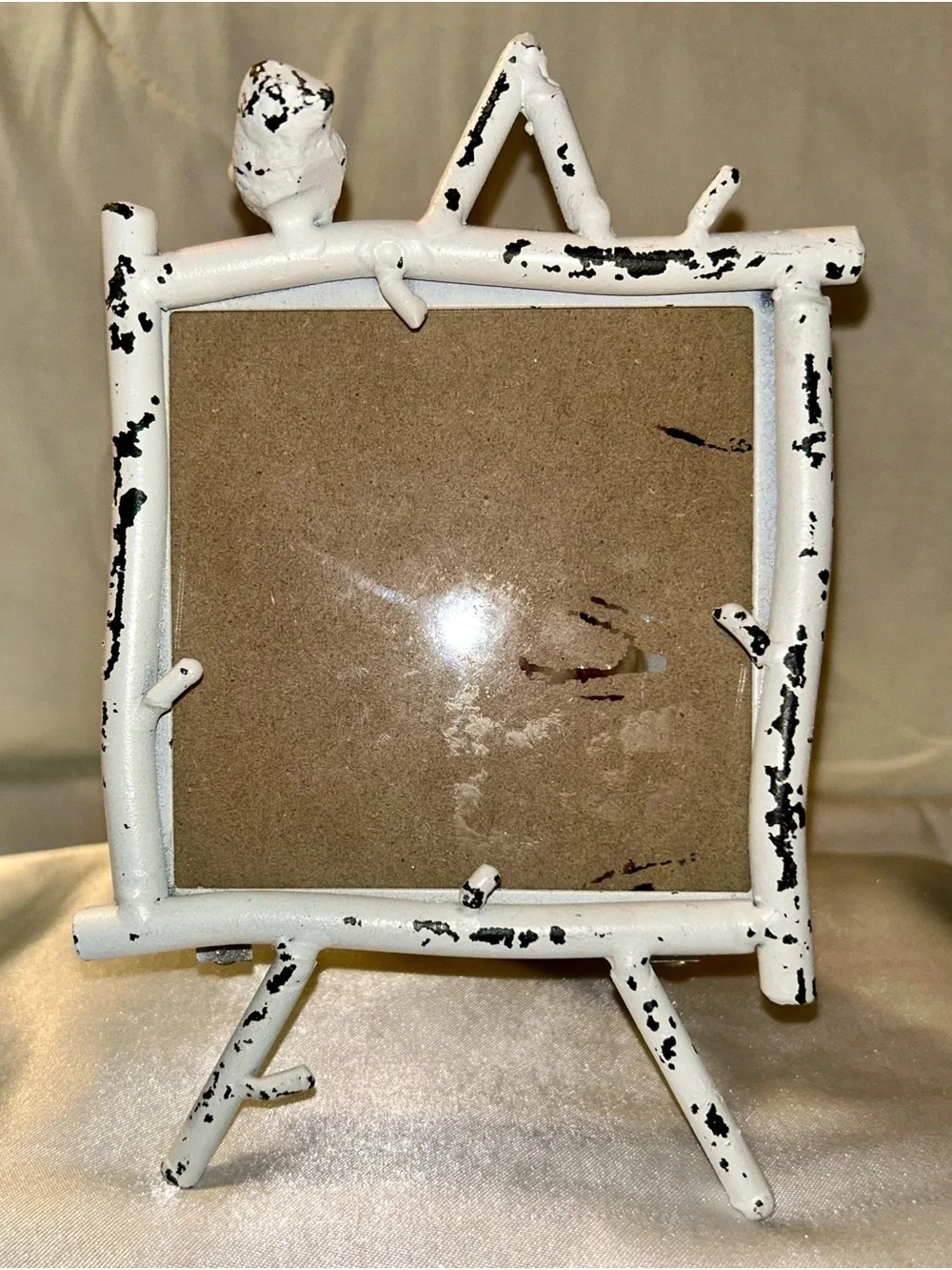 White Distressed Metal Twig Photo Frame with Bird Home Accents Concepts In Time